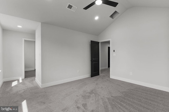 411 New York Ave, Croydon, PA 19021 - unfurnished room featuring ceiling fan, carpet flooring, vaulted ceiling, recessed lighting, and baseboards