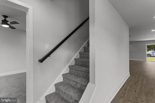 411 New York Ave, Croydon, PA 19021 - stairs featuring ceiling fan, recessed lighting, wood finished floors, and baseboards