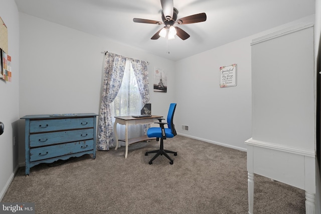 470 N Nautilus Dr, Manahawkin, NJ 08050 - carpeted home office featuring a ceiling fan and baseboards