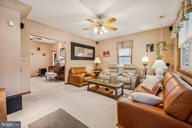 515 Lincoln Ave, Collingswood, NJ 08108 - living area featuring ceiling fan, carpet, and baseboards
