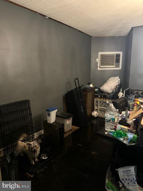 4146 Robbins Ave, Philadelphia, PA 19135 - interior space featuring wood finished floors and a wall mounted air conditioner