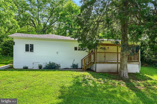 14 Summit Point Dr, Front Royal, VA 22630 - rear view of house with a yard, a deck, and stairs