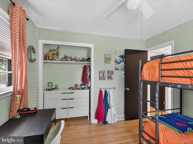 303 Stevens Ave, Reading, PA 19608 - bedroom featuring wood finished floors, a closet, and ceiling fan