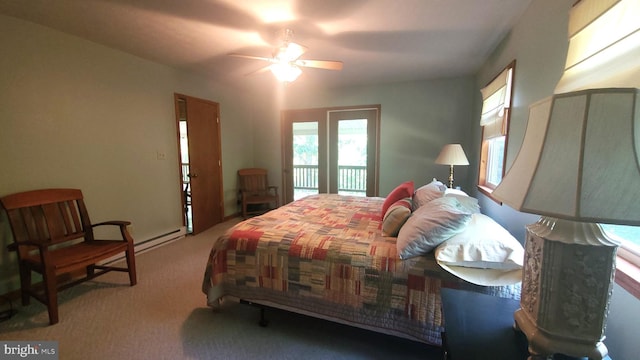 1725 Loop Rd, Franklin, WV 26807 - bedroom featuring carpet floors, a baseboard radiator, and ceiling fan
