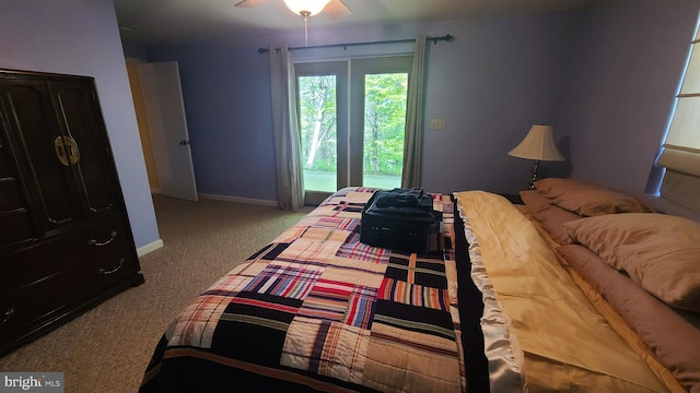1725 Loop Rd, Franklin, WV 26807 - bedroom featuring carpet, access to outside, baseboards, and ceiling fan