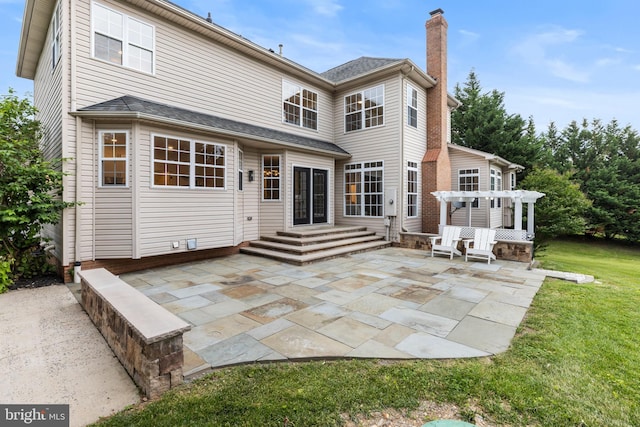 5204 Muirfield Dr, Ijamsville, MD 21754 - rear view of house with a patio, a chimney, a pergola, and a yard