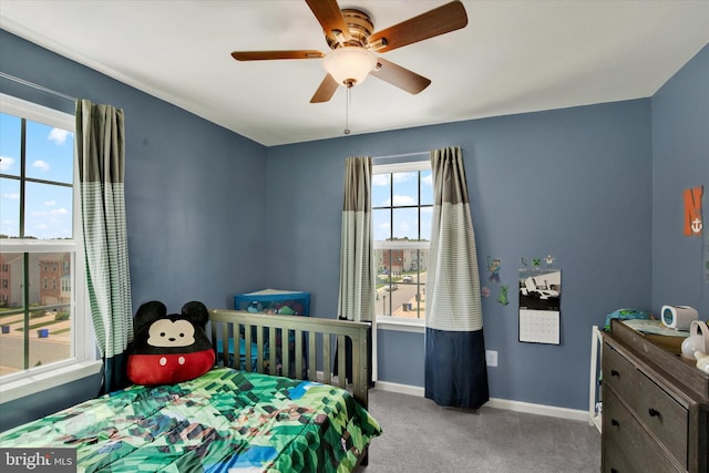 182 Mohegan Dr, Havre De Grace, MD 21078 - bedroom featuring carpet flooring, baseboards, and ceiling fan