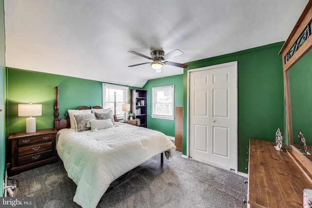 5016 56th Ave, Hyattsville, MD 20781 - bedroom featuring carpet flooring, a ceiling fan, and vaulted ceiling