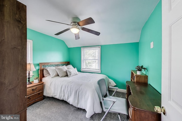 5016 56th Ave, Hyattsville, MD 20781 - bedroom with vaulted ceiling, carpet flooring, and a ceiling fan