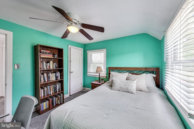 5016 56th Ave, Hyattsville, MD 20781 - bedroom featuring vaulted ceiling, carpet flooring, and ceiling fan