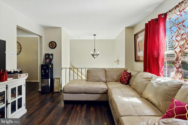 6548 10th St, Chesapeake Beach, MD 20732 - living room with wood finished floors and a chandelier