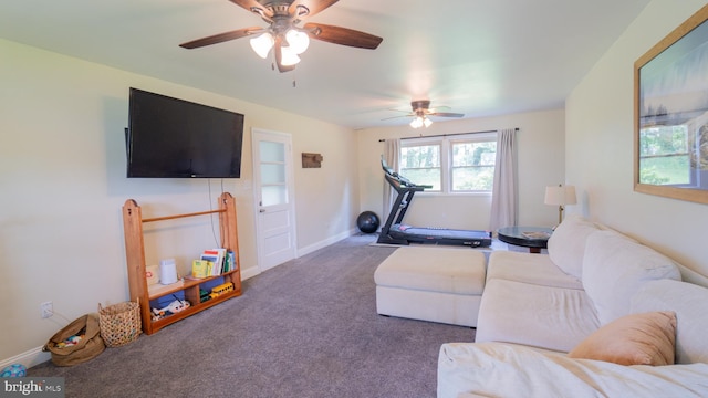 3809 Carriage House Dr, Camp Hill, PA 17011 - carpeted living area with ceiling fan