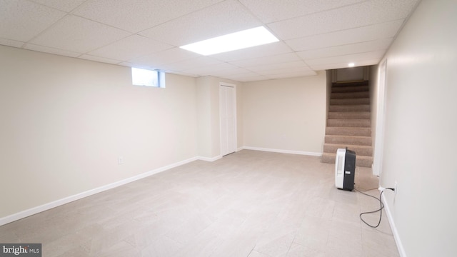 3809 Carriage House Dr, Camp Hill, PA 17011 - basement featuring stairway and a drop ceiling