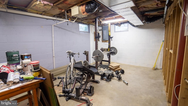 3809 Carriage House Dr, Camp Hill, PA 17011 - exercise area featuring electric panel and concrete block wall