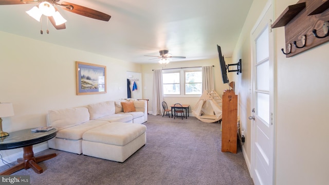 3809 Carriage House Dr, Camp Hill, PA 17011 - living room featuring ceiling fan and carpet
