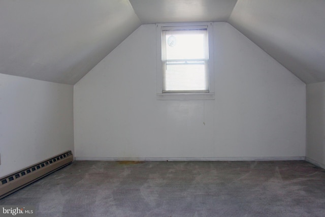 34 Andrew St, Hamilton, NJ 08610 - bonus room with a baseboard heating unit, vaulted ceiling, and carpet