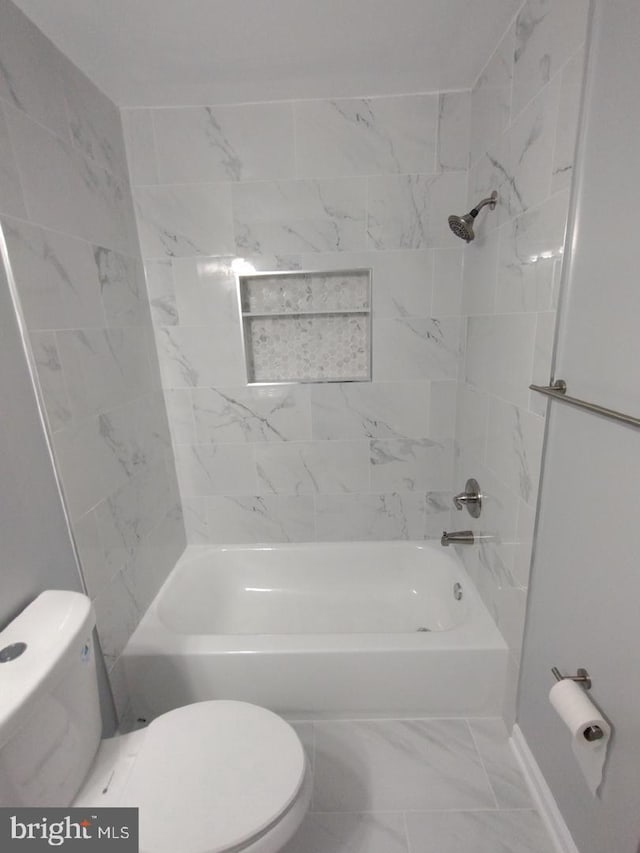 2573 Paxton St, Woodbridge, VA 22192 - bathroom with toilet, shower / bathtub combination, and marble finish floors