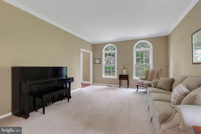 1337 Pennsridge Pl, Downingtown, PA 19335 - living area with light colored carpet, ornamental molding, and baseboards