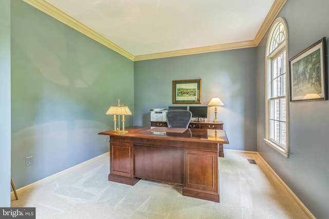 1337 Pennsridge Pl, Downingtown, PA 19335 - office with crown molding, light colored carpet, baseboards, and plenty of natural light