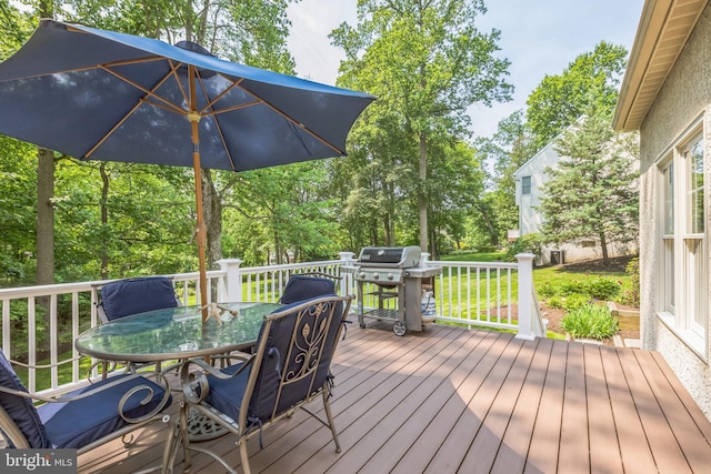 1337 Pennsridge Pl, Downingtown, PA 19335 - wooden deck with outdoor dining area and grilling area