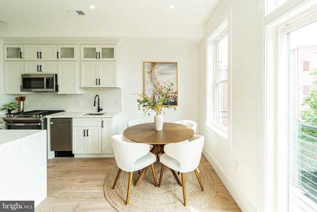 2517 Ontario Rd NW Unit Ph8, Washington, DC 20009 - kitchen featuring appliances with stainless steel finishes, a sink, light wood-type flooring, light countertops, and recessed lighting