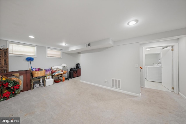10004 Lorain Ave, Silver Spring, MD 20901 - basement with carpet floors, washer and clothes dryer, baseboards, and recessed lighting