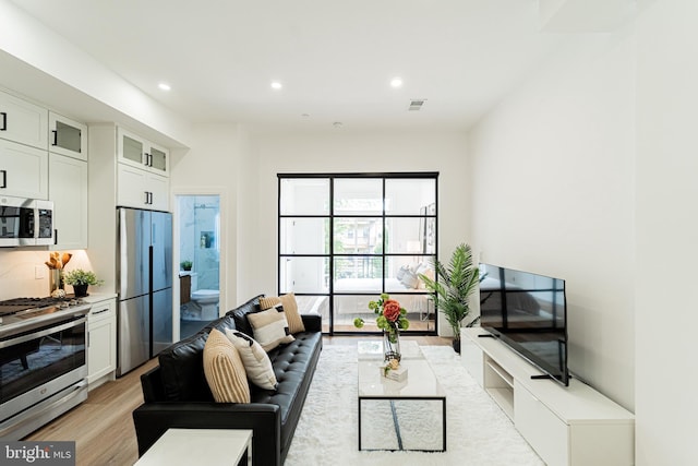 2517 Ontario Rd NW Unit 6, Washington, DC 20009 - living room featuring light wood-style flooring and recessed lighting