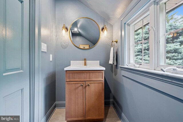 32 Gallup Rd, Princeton, NJ 08540 - bathroom featuring vanity and lofted ceiling