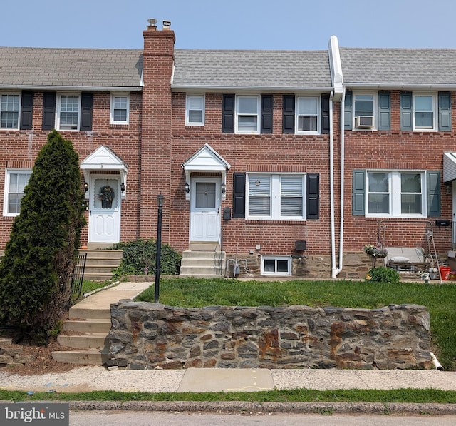 3407 Verner St, Drexel Hill, PA 19026 - multi unit property featuring entry steps, a chimney, brick siding, cooling unit, and roof with shingles
