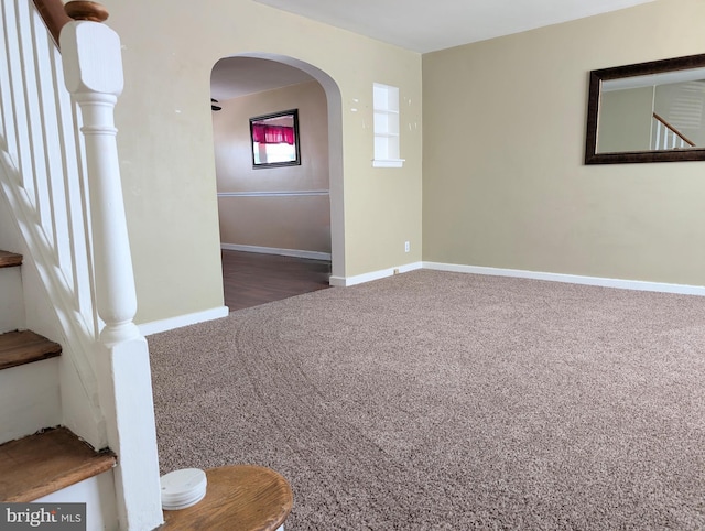 3407 Verner St, Drexel Hill, PA 19026 - unfurnished room with carpet floors, arched walkways, and stairway