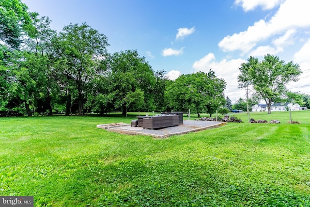 3645 N Susquehanna Trl, York, PA 17404 - view of grassy yard featuring outdoor lounge area, a patio area, and view of wooded area
