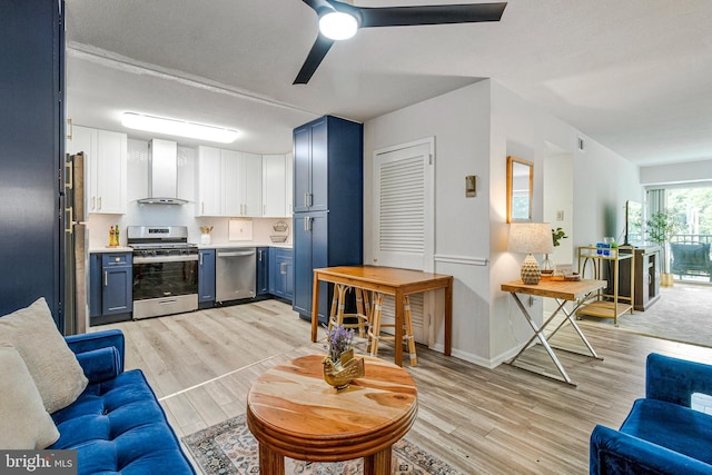 1300 Army Navy Dr S Unit 227, Arlington, VA 22202 - living room with light wood-style flooring and ceiling fan
