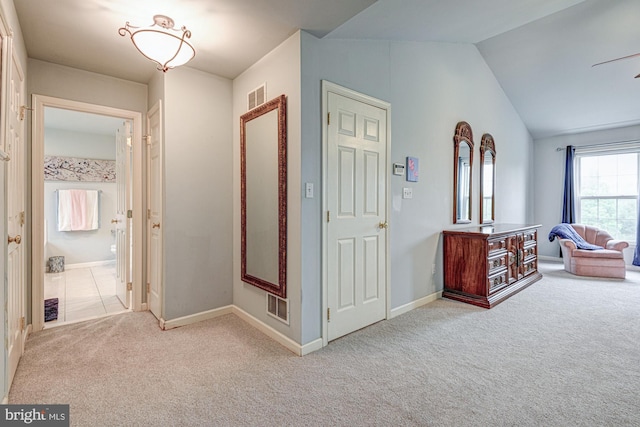 66 Light Farm Dr, Cochranville, PA 19330 - hall featuring carpet floors and vaulted ceiling