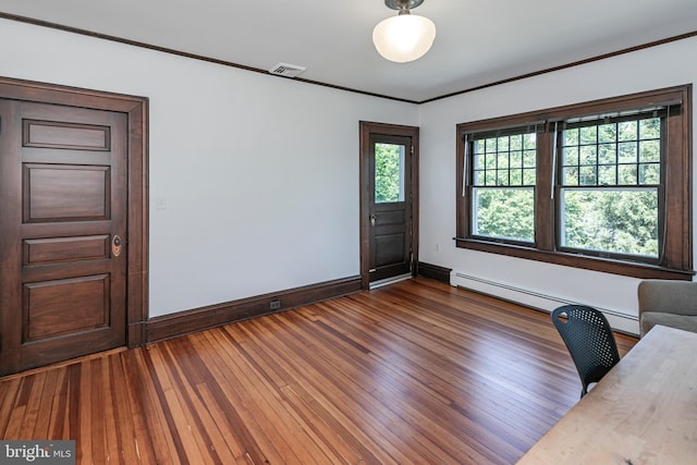 3 Evelyn Pl, Princeton, NJ 08540 - entryway featuring a baseboard radiator, wood finished floors, and crown molding