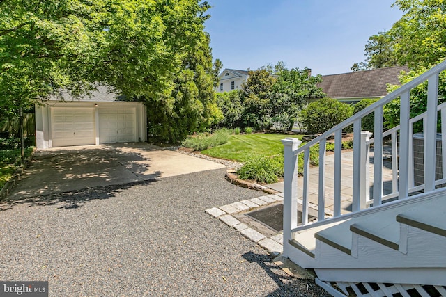 3 Evelyn Pl, Princeton, NJ 08540 - view of yard with stairs, an outbuilding, and a detached garage