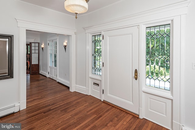 3 Evelyn Pl, Princeton, NJ 08540 - entrance foyer featuring wood finished floors, healthy amount of natural light, baseboard heating, and ornamental molding