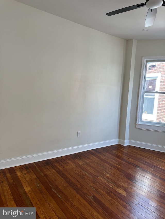 5235 Baltimore Ave, Philadelphia, PA 19143 - empty room featuring ceiling fan, baseboards, and dark wood finished floors