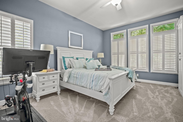11742 Maid At Arms Ln, Berlin, MD 21811 - bedroom featuring carpet flooring, baseboards, ceiling fan, and lofted ceiling