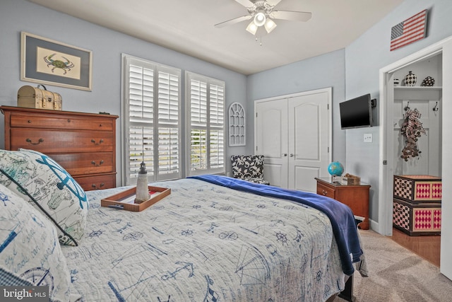 11742 Maid At Arms Ln, Berlin, MD 21811 - bedroom with carpet floors, a closet, and ceiling fan