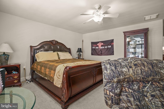 11742 Maid At Arms Ln, Berlin, MD 21811 - bedroom with light colored carpet, a ceiling fan, and baseboards