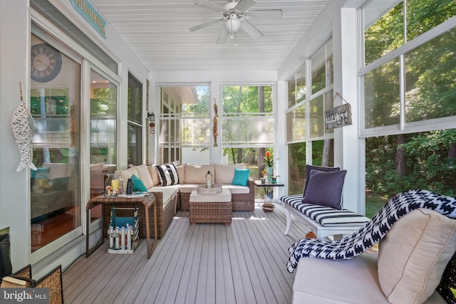11742 Maid At Arms Ln, Berlin, MD 21811 - sunroom featuring outdoor lounge area and ceiling fan