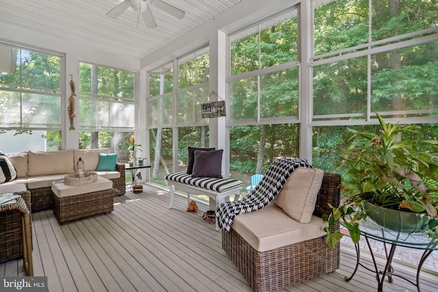 11742 Maid At Arms Ln, Berlin, MD 21811 - sunroom / solarium featuring ceiling fan and outdoor lounge area
