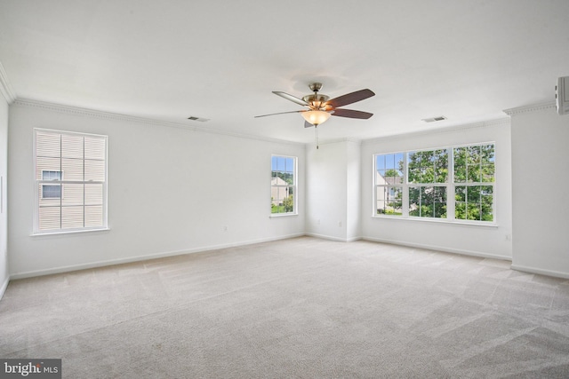 1624 Osprey Cir, Cambridge, MD 21613 - carpeted spare room with crown molding and ceiling fan
