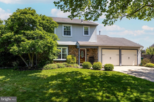 3 Linden Tree Ln, Mount Holly, NJ 08060 - traditional-style house featuring a garage, driveway, and stone siding