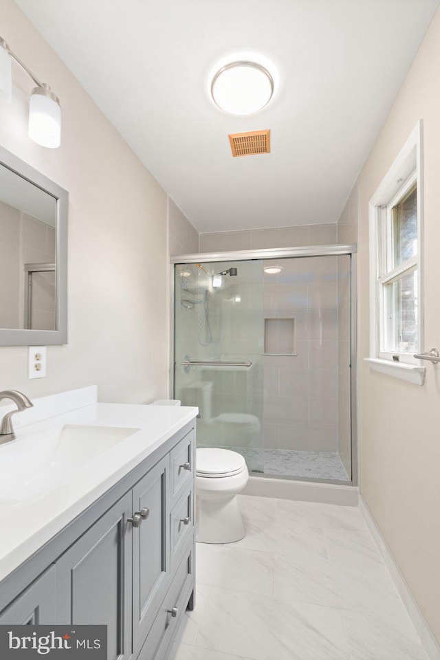 1003 Cedar Park Rd, Annapolis, MD 21401 - full bath featuring vanity, a shower stall, and marble finish floors