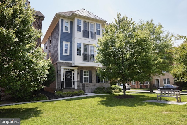 400 Blue Flax Pl, Gaithersburg, MD 20878 - multi unit property with a front lawn, a standing seam roof, and brick siding