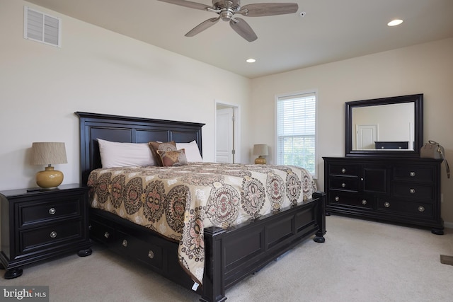 400 Blue Flax Pl, Gaithersburg, MD 20878 - bedroom featuring light carpet, recessed lighting, and ceiling fan