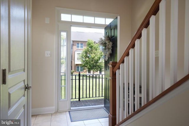 400 Blue Flax Pl, Gaithersburg, MD 20878 - foyer with stairs, healthy amount of natural light, and light tile patterned flooring
