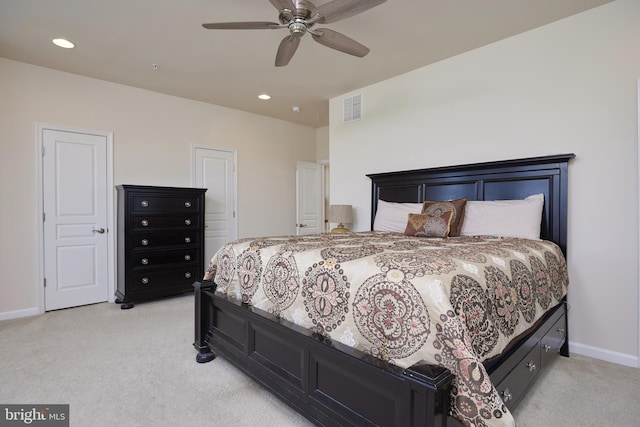 400 Blue Flax Pl, Gaithersburg, MD 20878 - bedroom featuring light colored carpet, recessed lighting, and a ceiling fan