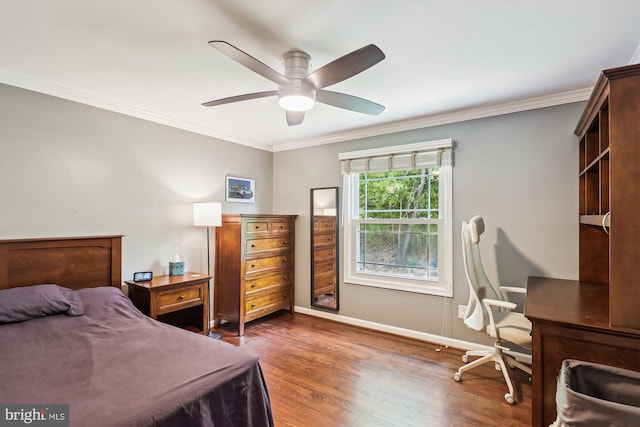 8600 Fox Run, Potomac, MD 20854 - bedroom featuring wood finished floors, crown molding, and ceiling fan